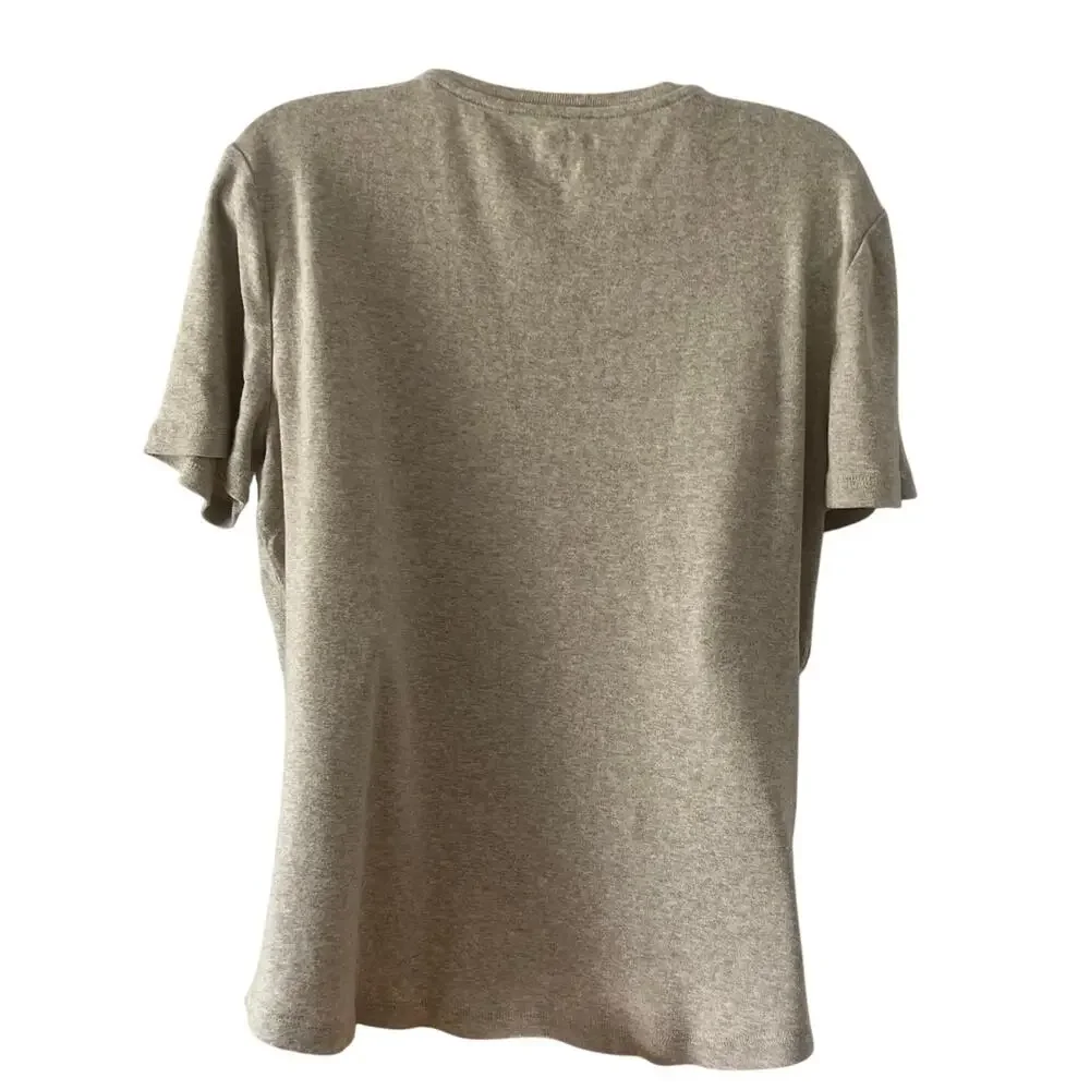 By Chico’s 2= Woman Size 12 Oatmeal Cotton Knit Top Tee Shirt Short Sleeve Basic